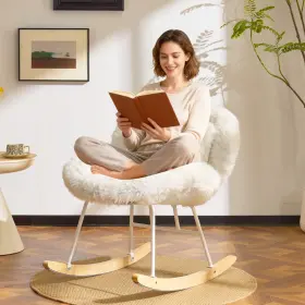 634ye5utrkytdh Ktaxon Silla Mecedora Con Asiento Acolchado Madera Blanca Muebles Para Adultos Interior