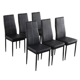 Ktaxon 680358092461 Set Of 6 High Pu Leather Back Dining Chairs Black