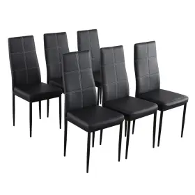 Ktaxon 680358092461 Set Of 6 High Pu Leather Back Dining Chairs Black