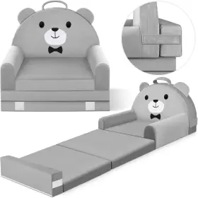 La46260506etc Laapee Kids Sofa Bed With 6 Inch X 7 Seat 22 22.4 18.9 Overall Grey
