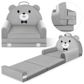 Laapee Lap59a1204sf-bear Kids Sofa Bed With 6 Inch X 7 Seat 22 22.4 18.9 Overall Grey