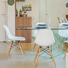 T-lc80n2-4 Lacoo Eames White Pre Assembled Mid Century Modern Style Dining Chair Dsw Shell Side