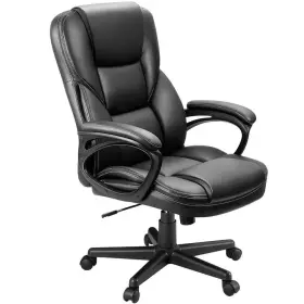 T-ocbc9m1p0 Lacoo Big And Tall Black Leather High Back Executive Chair With Swivel Seat