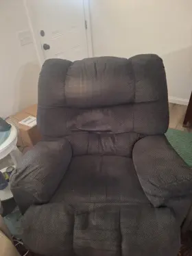 4501-19 Lane Two Used Navy Manual Recliners With Wood Handles. Still In Very Good Condition