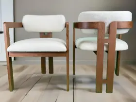 Abc0003 Langeli Furniture Modern Solid Ash Wood Dining Chair Boucl Upholstery Comfortable And Set Of 4