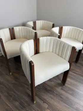Abc0004 Langeli Furniture Modern Solid Ash Wood Dining Chair Linen Upholstery Comfortable And Set Of 4