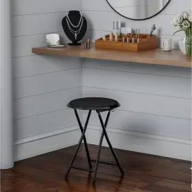 Lavish Home 313094143189 18 Inch Black Metal Padded Folding Chair
