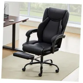 Ly-5215-blk Layon 400lbs Big And Tall Office Chair With Footrest Ergonomic Design Black