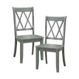 5516tls Lazzara Festus Teal Finish Wood Dining Chair Without Cushion Set Of 2