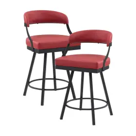 5565-24rd Lazzara Brassica 26.5 Inch Black Finish Metal Swivel Counter Height Chair With Of