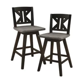 5602-24bks1 Lazzara Fenton 23 Inch Distressed Gray And Black Wood Swivel Counter Height Chair