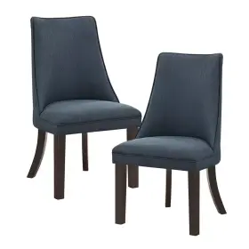 Lazzara 705353933516 Cosimo Blue Gray Textured Fabric Upholstered Dining Chair Set Of 2