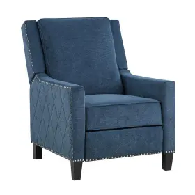 8505bu-1 Lazzara Duke Blue Textured Fabric Upholstered Push Back Recliner