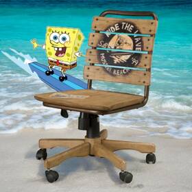 Lea Industries 060-774 Spongebob Squarepants Surf Club Desk Chair Vintage Wood 2010 Rare
