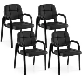 Leather Office Reception Chairs Waiting Room Guest Set 019119013092 Of 4 - Color Blac
