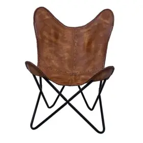 Leder Artesana 309782144507 Shy Brown Vintage Leather Arm Folding Chair/genuine Antique