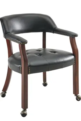 Leesy-318-bk Leemtorig Large Dining Chairs With Casters And Arms Rolling Wheels