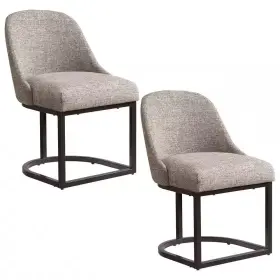 Leick Home 445042518527 Barrelback Dining Chair With Metal Base Set Of 2 For Room Modern Gray