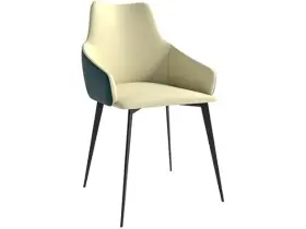 Leisuremod 644380718379 Sonnet Leather Dining Chair Cream Green