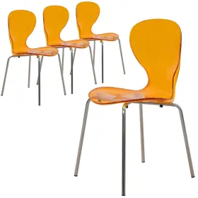 Leisuremod 644380753288 Dining Chair Stackable Curved Back And Waterfall Edge Seat Design With Stainl