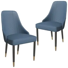 Leisuremod 8714935992536 Allure Dining Chairs Fabric/leather Seat And Back In Oak Wood Set Of 2