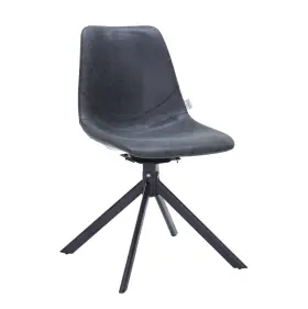Leisuremod 8765582639320 Markley Modern Leather Swival Dining Chair With Metal Legs
