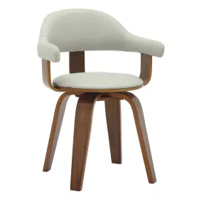 Bc22gr Leisuremod Brivo Leather Seat Swivel Dining Chair In Gray/walnut Frame