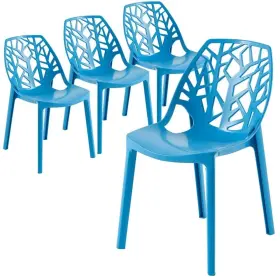 C18sbu4 Leisuremod Cornelia Modern Plastic Dining Side Chair Set Of 4 Solid Blue
