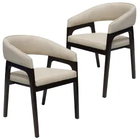 Cdc24-2 Leisuremod Cali Leather Dining Chair With Wood Legs And Open Back Design Set Of 2