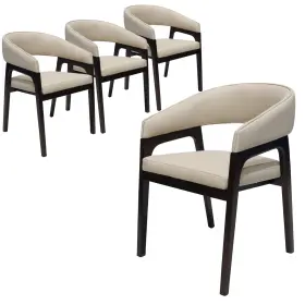 Cdc24-4 Leisuremod Cali Leather Dining Chair With Wood Legs And Open Back Design Set Of 4
