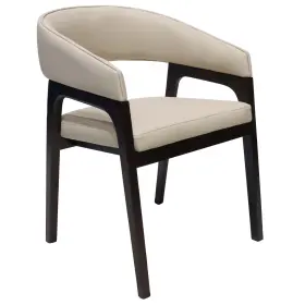 Cdc24 Leisuremod Cali Leather Dining Chair With Wood Legs And Open Back Design