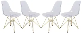 Crg19-4 Leisuremod Cresco Modern Dining Chair Molded Side With Gold Base Set Of 4