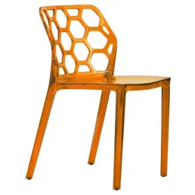 Dc19tor2 Leisuremod Dynamic Honeycomb Plastic Dining Chair Set Of 2 Transparent Orange