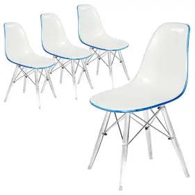 Epc19wbu4 Leisuremod Dover Plastic Transparent Dining Chair Set Of 4 White Blue