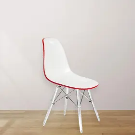 Epc19wr Leisuremod Side Chair 32.4 Inch X 18.5 High Back Plastic Frame Dover White/red