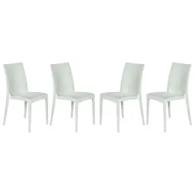 Mc19w4 Leisuremod Weave Mace Indoor/outdoor Dining Chair - Set Of 4 White Armless