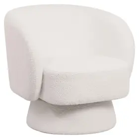 Ra31s-w Leisuremod Accent Chair In Fabric Armchair With Removable Base And Swivel White Boucle