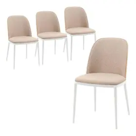 Twcnw18br4 Leisuremod Tule Dining Chair With Velvet Seat Natural Wood/brown Set Of 4