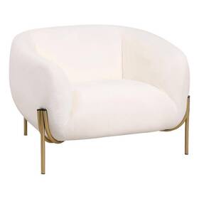 Leisuremod Zs39v-w Upholstered Single Seater Sofa In Velvet With Gold Iron Legs White
