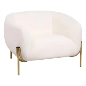 Zs39v-w Leisuremod Upholstered Single Seater Sofa In Velvet With Gold Iron Legs White