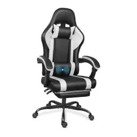 5070031 Leopard Products Gaming Chair With Footrest And Massage Lumbar Support Height Black/white