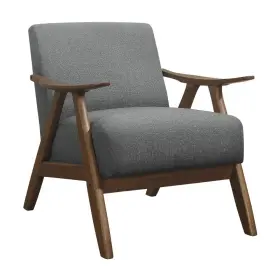 S181138gy-1 Lexicon Mid Century Modern Accent Chair With Solid Wood Frame In Walnut Finish Uphol