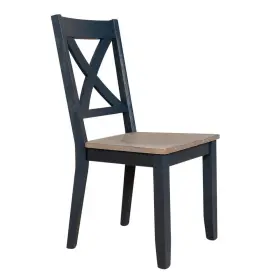 519ny-c3000s Liberty Furniture Lakeshore X Back Side Chair- Navy Rta In Wirebrushed With Wood Tone Top