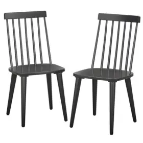 81832053 Lifestorey Farmhouse Wood Frame Spindle Dining Chairs 250lb Black Set Of 2