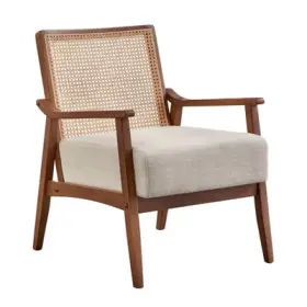88173614 Lifestorey Hannah Wood Frame Armchair Walnut/beige -