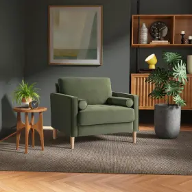 Lklgf2sp1olv-c Lifestyle Solutions Accent Chair Square Arm Wood Polyester Tufted Cushions Olive