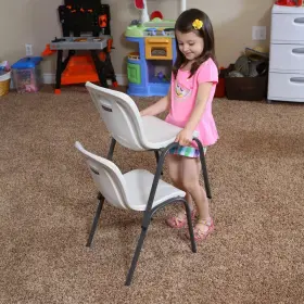 54509900 Lifetime 4pk Childrens Commercial Stacking Chair Almond Brown -