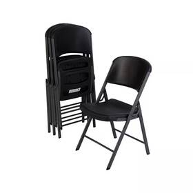 Lifetime 711181264678 Black Plastic Seat Outdoor Safe Folding Chair Set Of 4