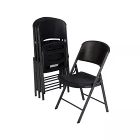 Lifetime 711181264678 Black Plastic Seat Outdoor Safe Folding Chair Set Of 4