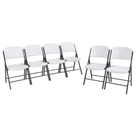 80747 Lifetime Commercial Grade Folding Chairs 6 Pack White Granite